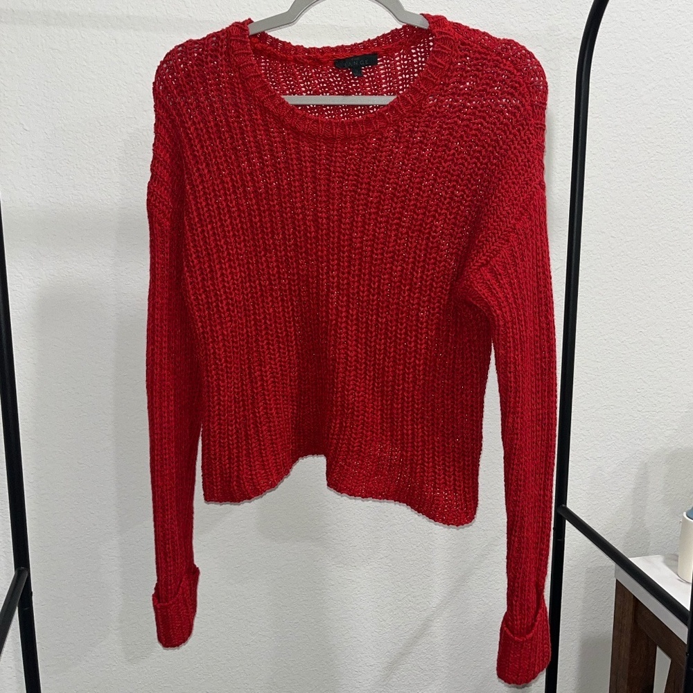 THE RANGE x REVOLVE | Chunky Cable Knit Crewneck Pullover in Red | Size Medium - Picture 2 of 8
